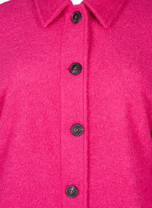 Lang skjortejakke i bouclé look, Fuchsia Red, Packshot image number 2