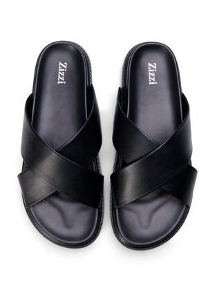Wide fit sandal med krydsede remme, Black, Packshot image number 2