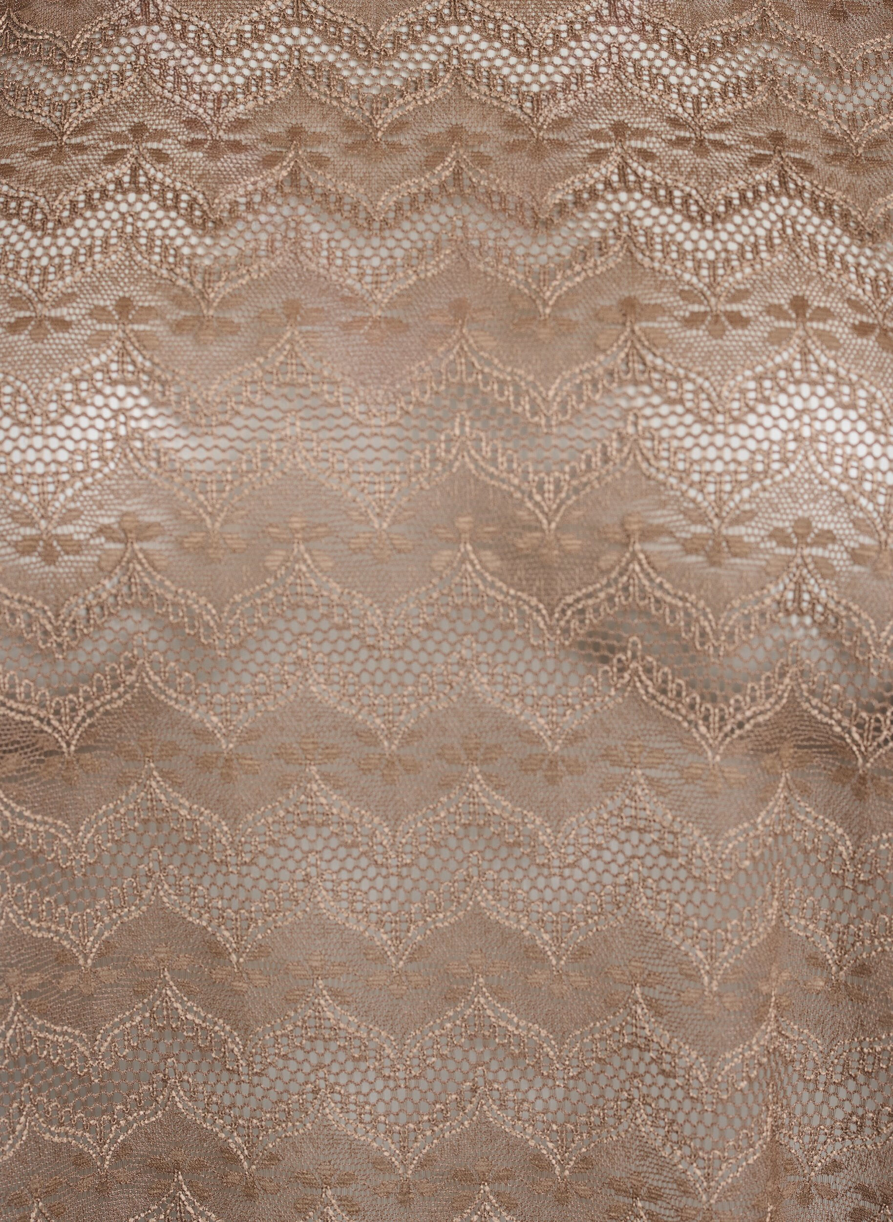 Zizzi Blondebluse med korte &aelig;rmer og b&oslash;lget kant, Brun, Packshot image number 2