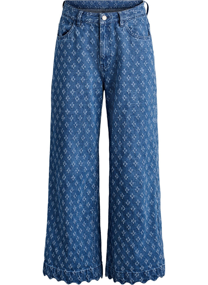 Myra jeans med wide fit og distressed m&oslash;nster, Bl&aring;, Packshot image number 0