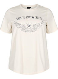 Økologisk bomulds t-shirt med print på fronten, Vanilla