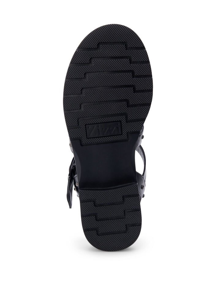 Wide fit - Sandal med nitter, Sort, Packshot image number 4