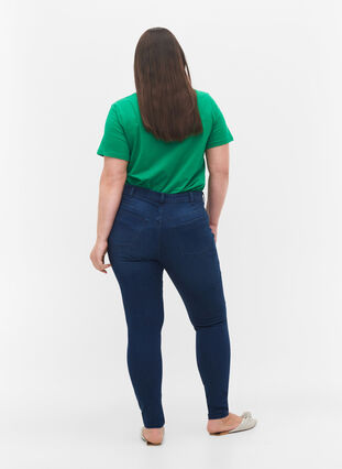 Super slim Amy jeans med elastik i taljen, Dark blue, Model image number 1