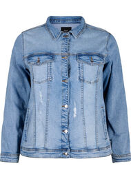 Kort denimjakke i bomuld, Light blue denim