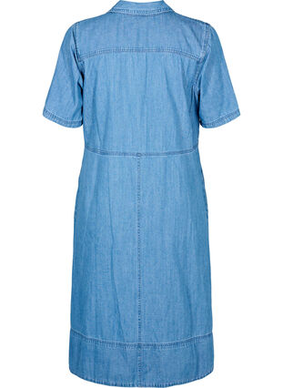 Denim skjortekjole med korte ærmer , Light Blue Denim, Packshot image number 1