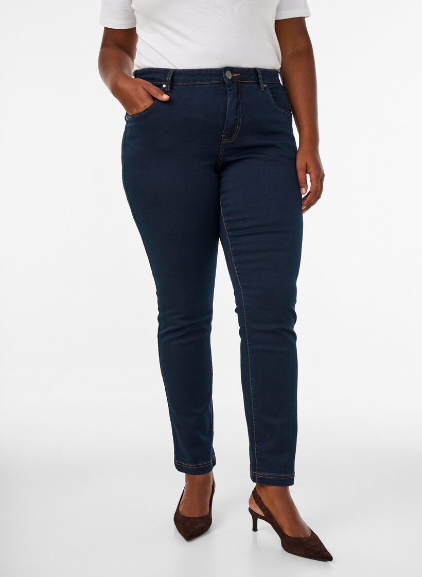 Slim fit Emily jeans med regul&aelig;r talje, Bl&aring;, Model image number 3