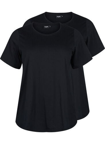 FLASH - 2-pak t-shirts med rund hals, Black/Black, Packshot image number 0