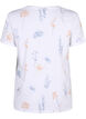 T-shirt i økologisk bomuld med blomsterprint, White W. Blue flower, Packshot image number 1