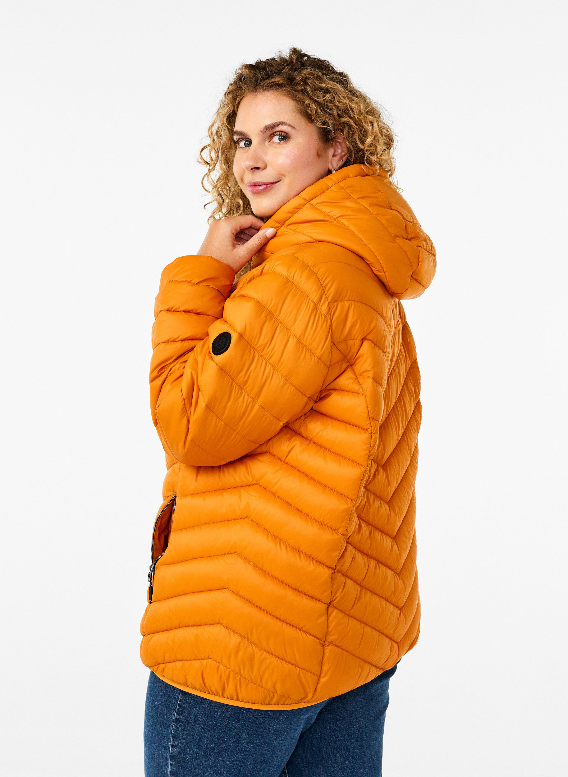 ZizziLetv&aelig;gts jakke med h&aelig;tte, Orange, Model image number 2