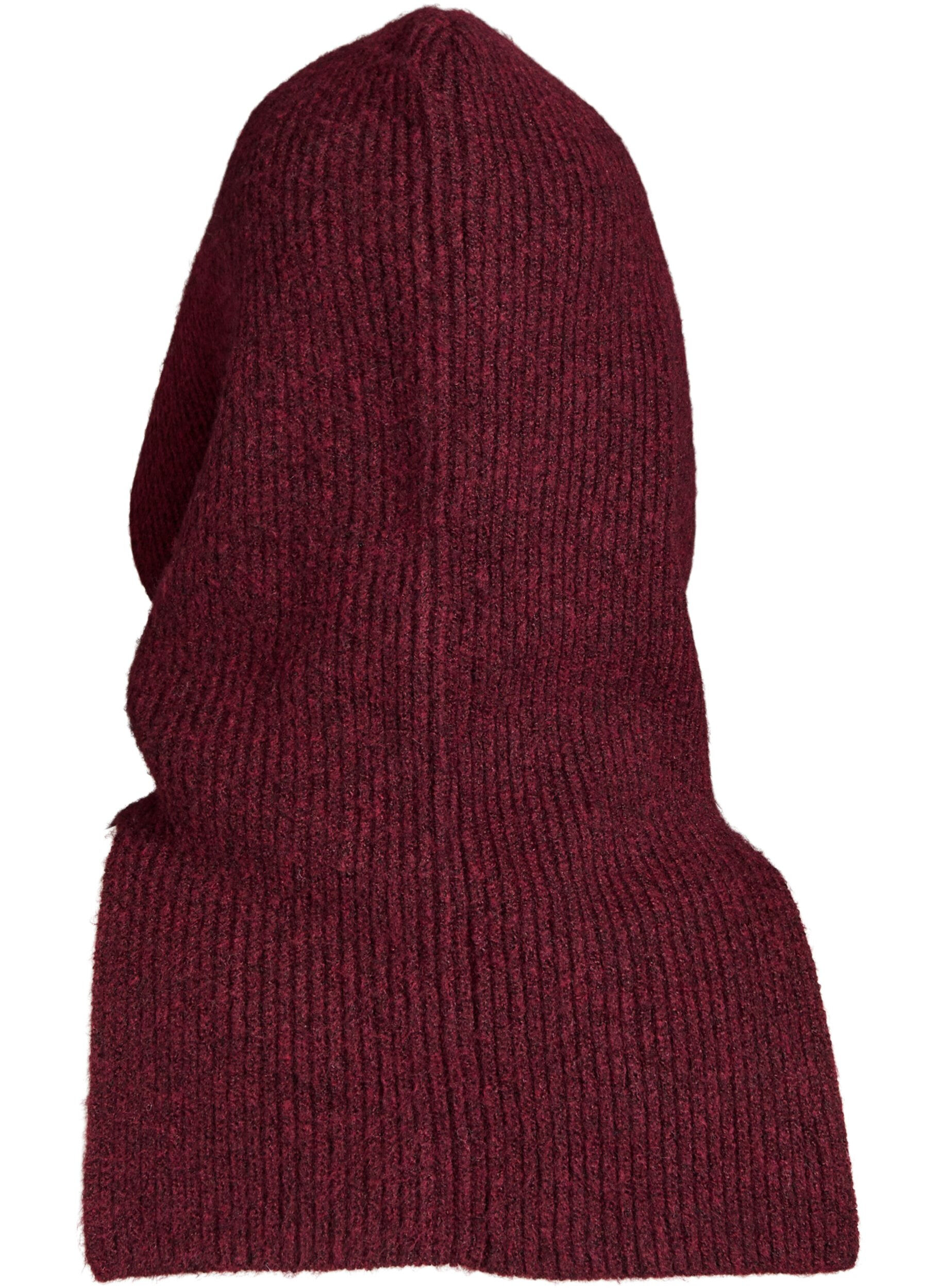 Zizzi Strikket balaclava med sn&oslash;rer, M&oslash;rk Bordeaux, Packshot image number 1