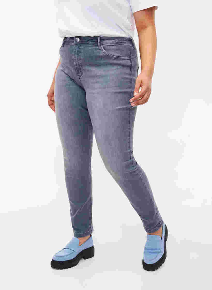 Ekstra slim Nille jeans med høj talje, Grey Denim, Model image number 2