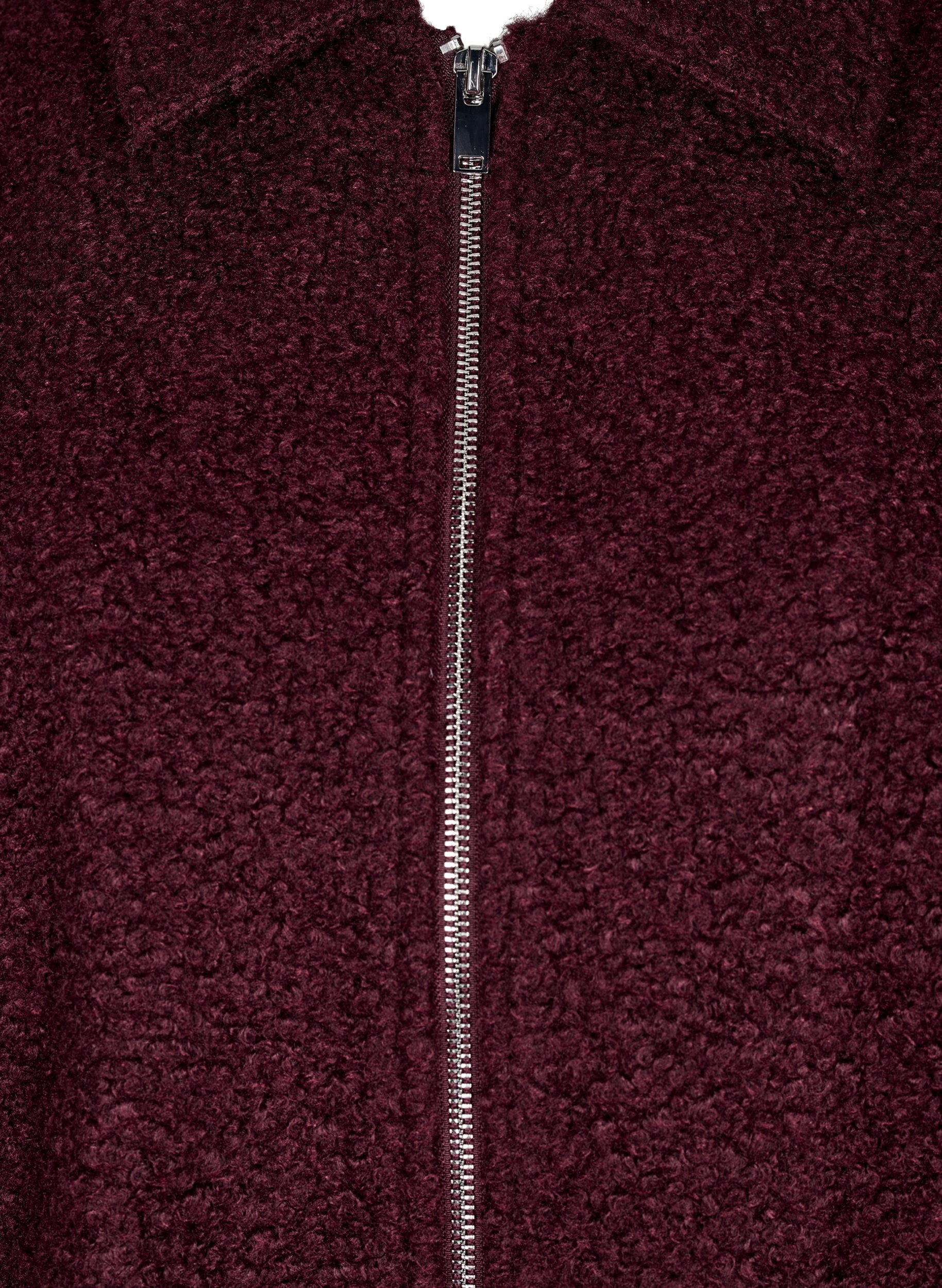 Zizzi Kort jakke med lynl&aring;s, M&oslash;rk Bordeaux, Packshot image number 2