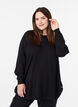 Strikbluse med knapper i siden, Sort, Model image number 0