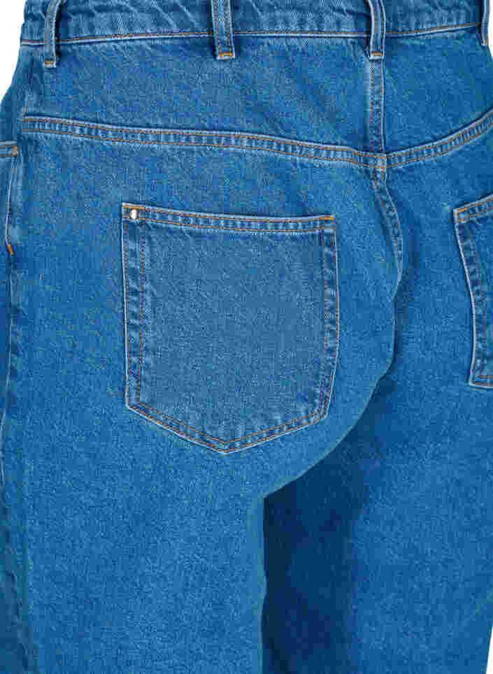 Straight jeans med høj talje, Blue denim, Packshot image number 3