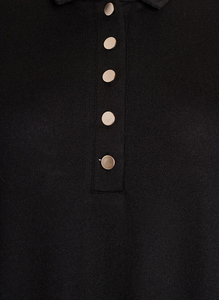 Kort polokjole med knapper og lange ærmer, Sort, Packshot image number 2