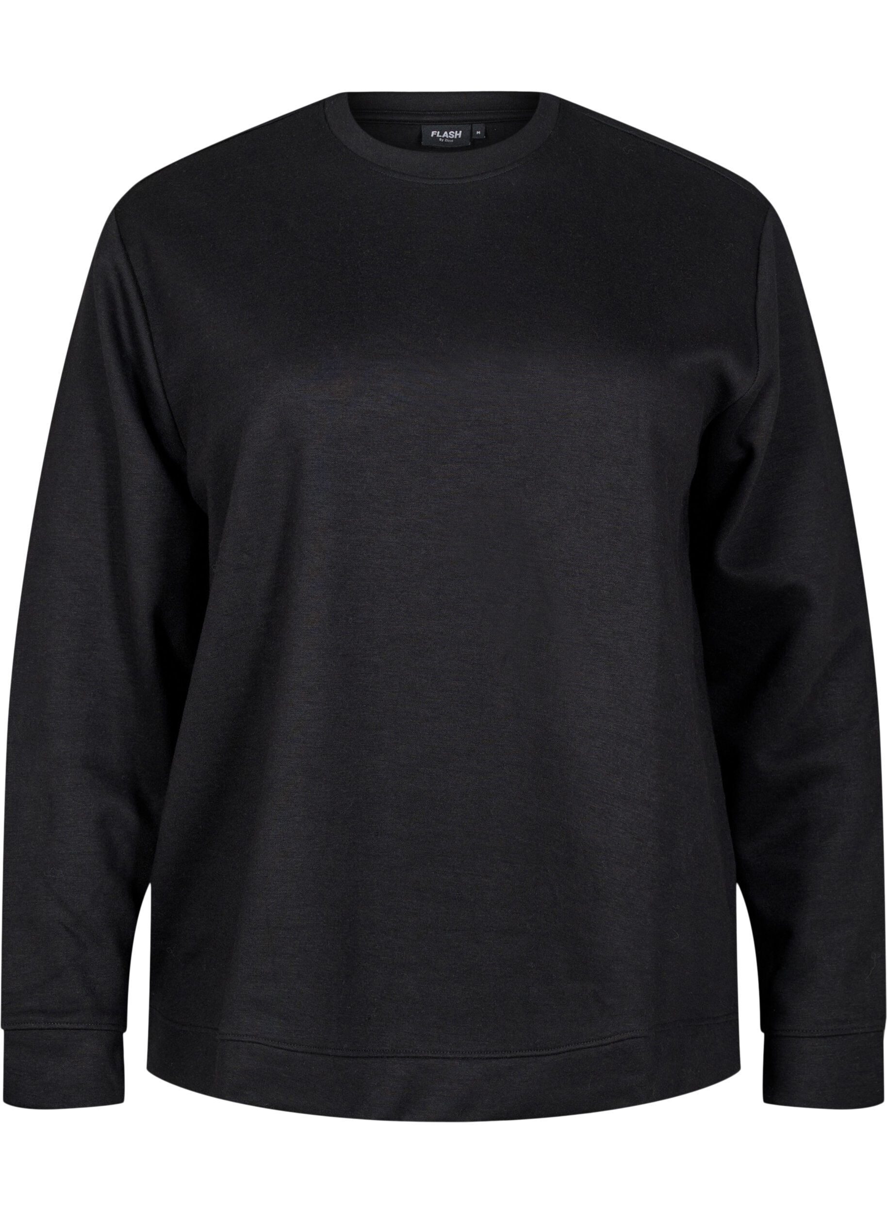Zizzi Sweatshirt med rund hals , Sort, Packshot image number 0
