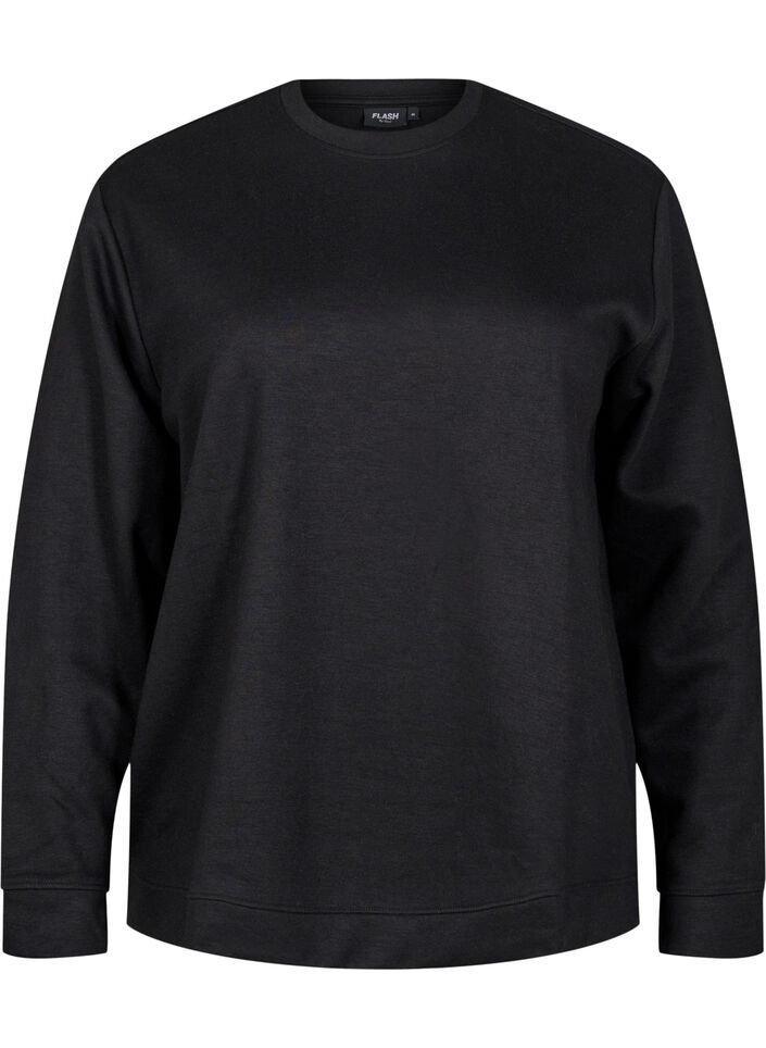 Sweatshirt med rund hals , Sort, Packshot image number 0