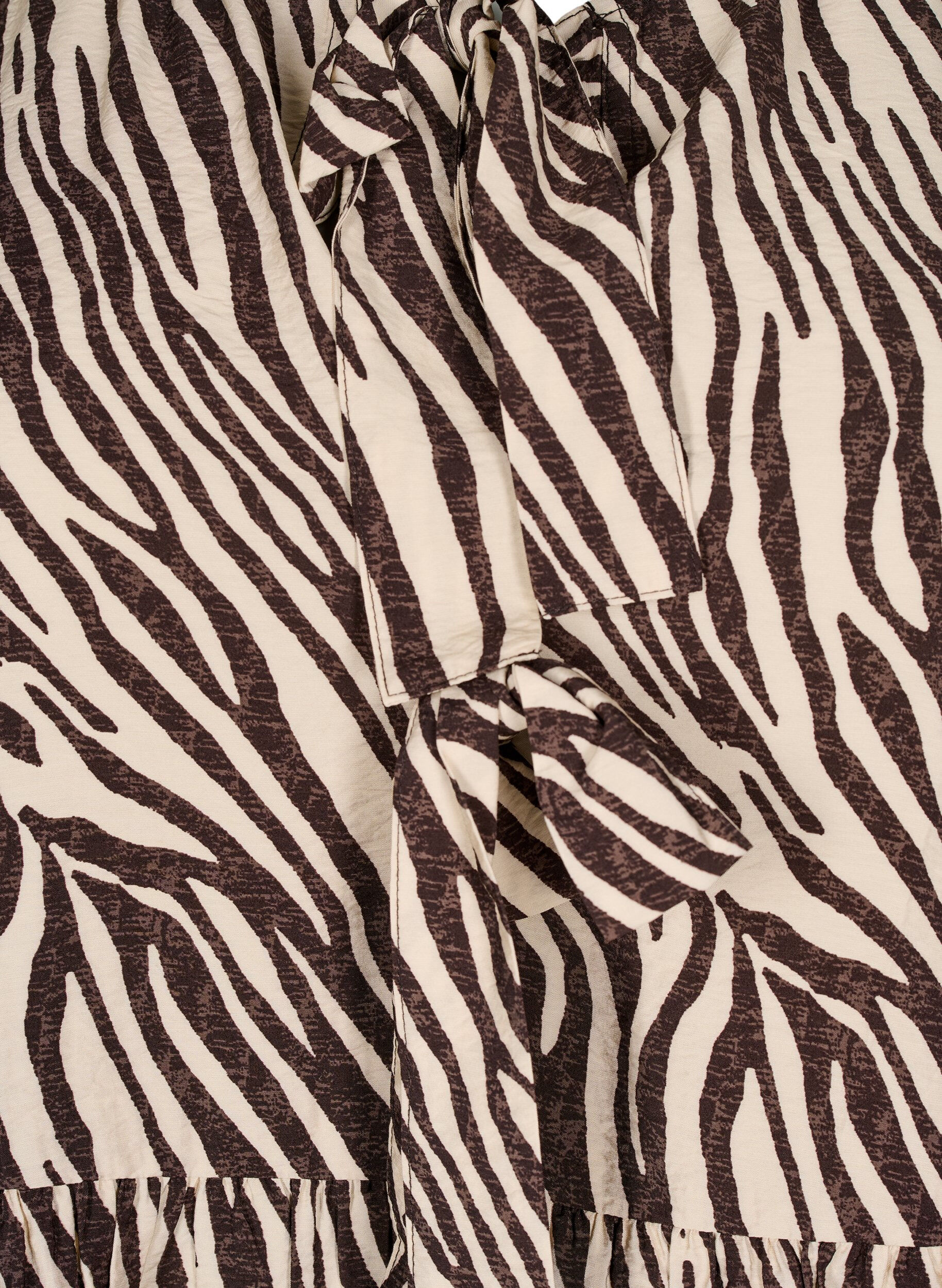 Zizzi Peplumbluse med bindeb&aring;nd og zebraprint, Brun, Packshot image number 3