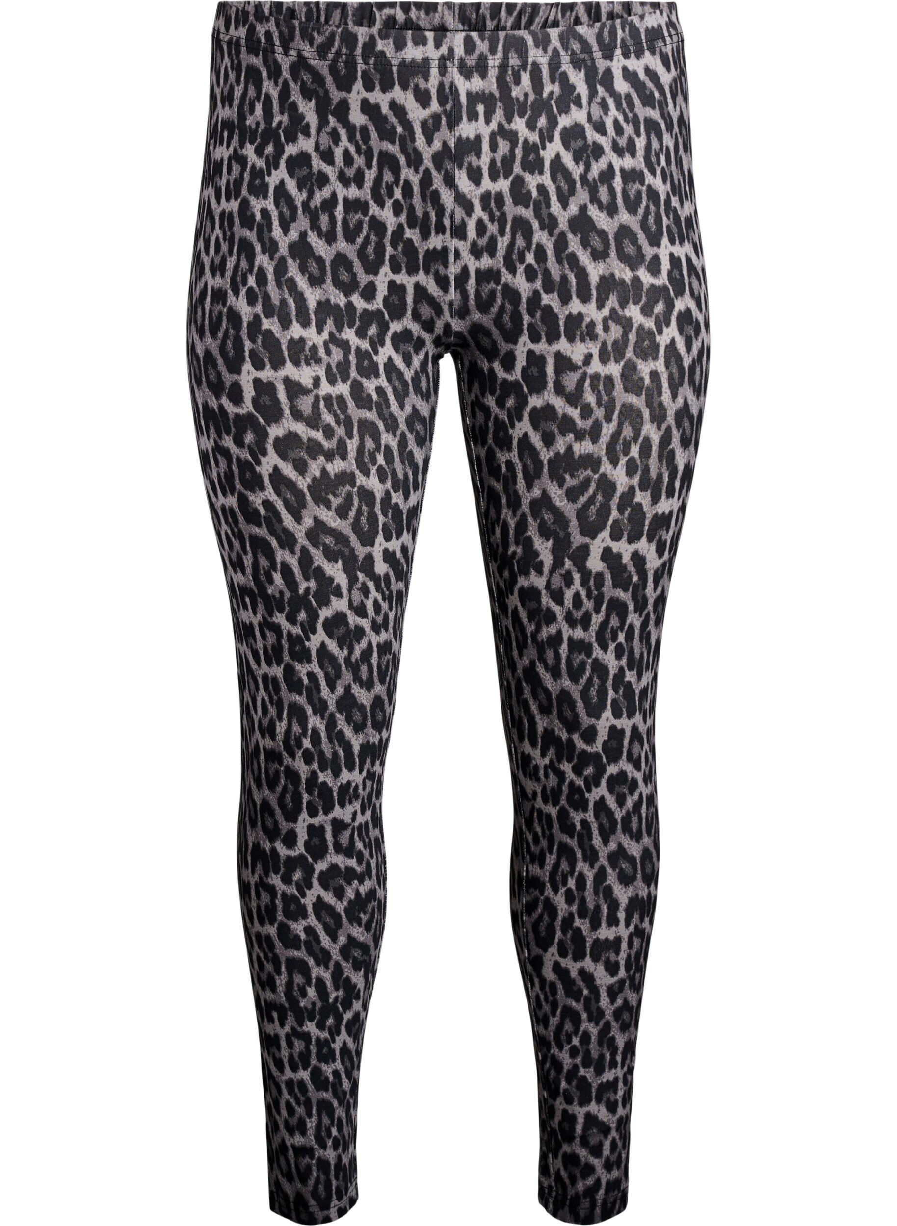 Zizzi Viskose leggings med leo print, Gr&aring;, Packshot image number 0
