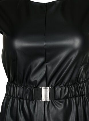 Kort kjole i læderlook, Black, Packshot image number 2