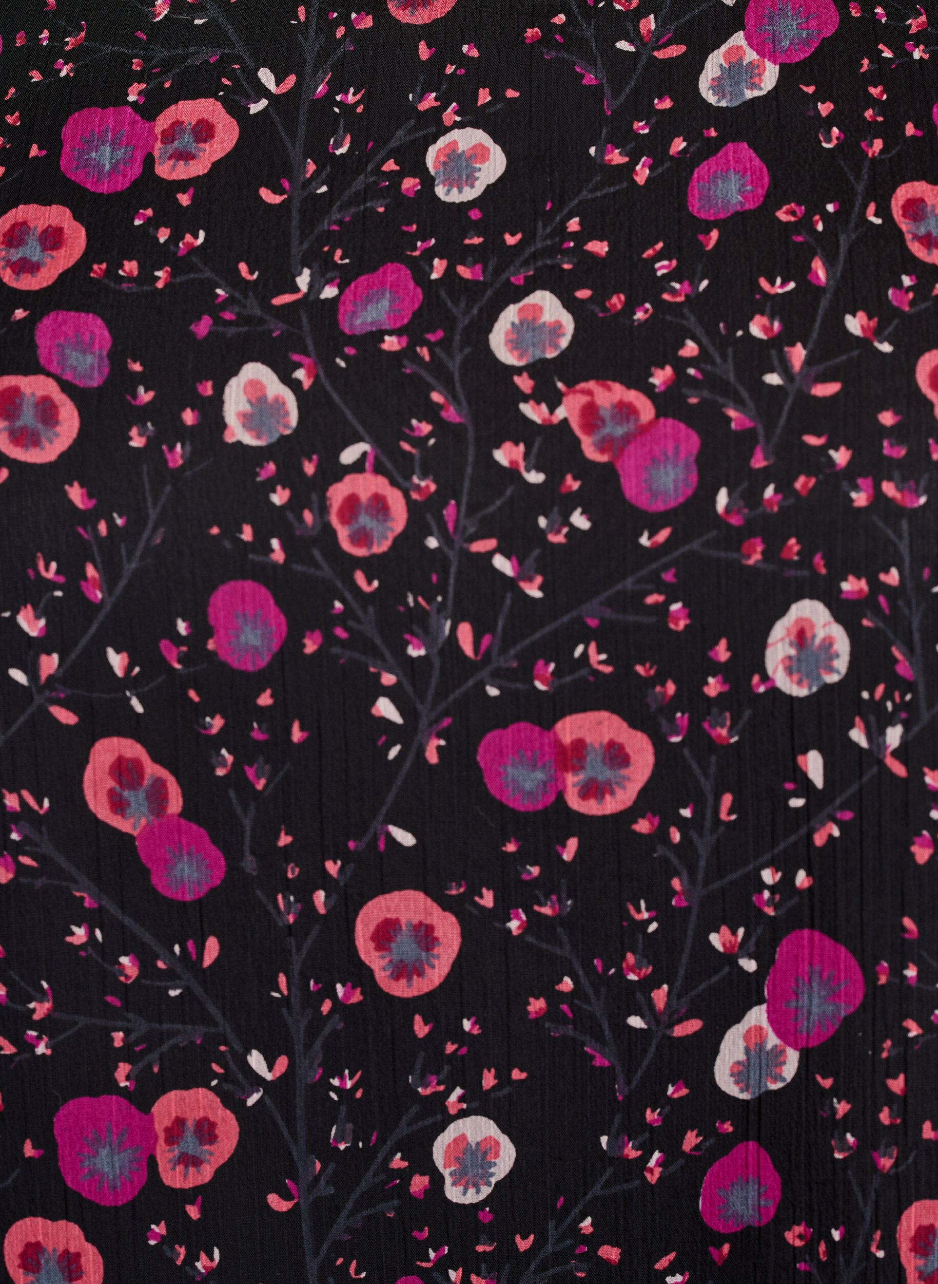 Zizzi Blomstret chiffonbluse med transparente &aelig;rmer, Sort, Packshot image number 2