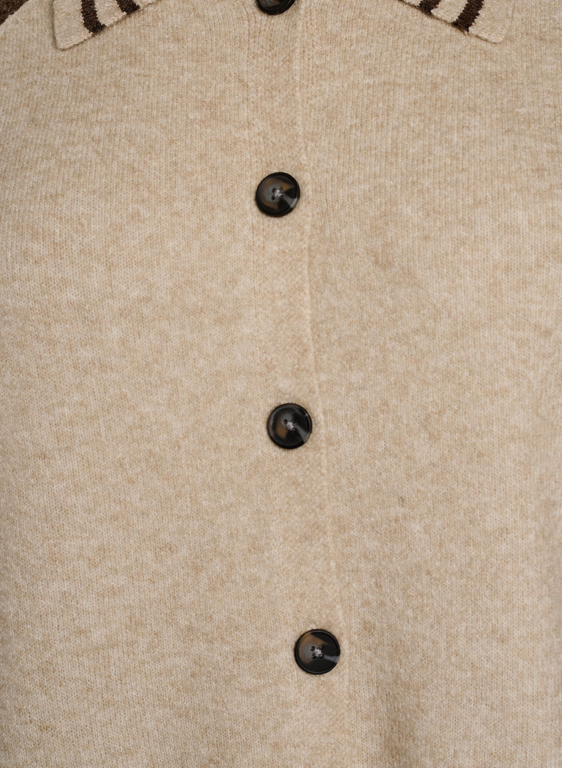 ZizziCardigan med kontrast&aelig;rmer og krave, Beige, Packshot image number 2