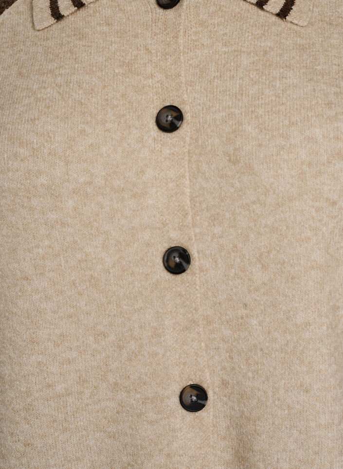 Cardigan med kontrast&aelig;rmer og krave, Beige, Packshot image number 2