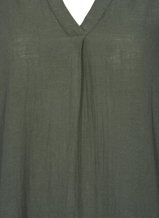 Bomulds tunika med v-udskæring, Thyme, Packshot image number 2