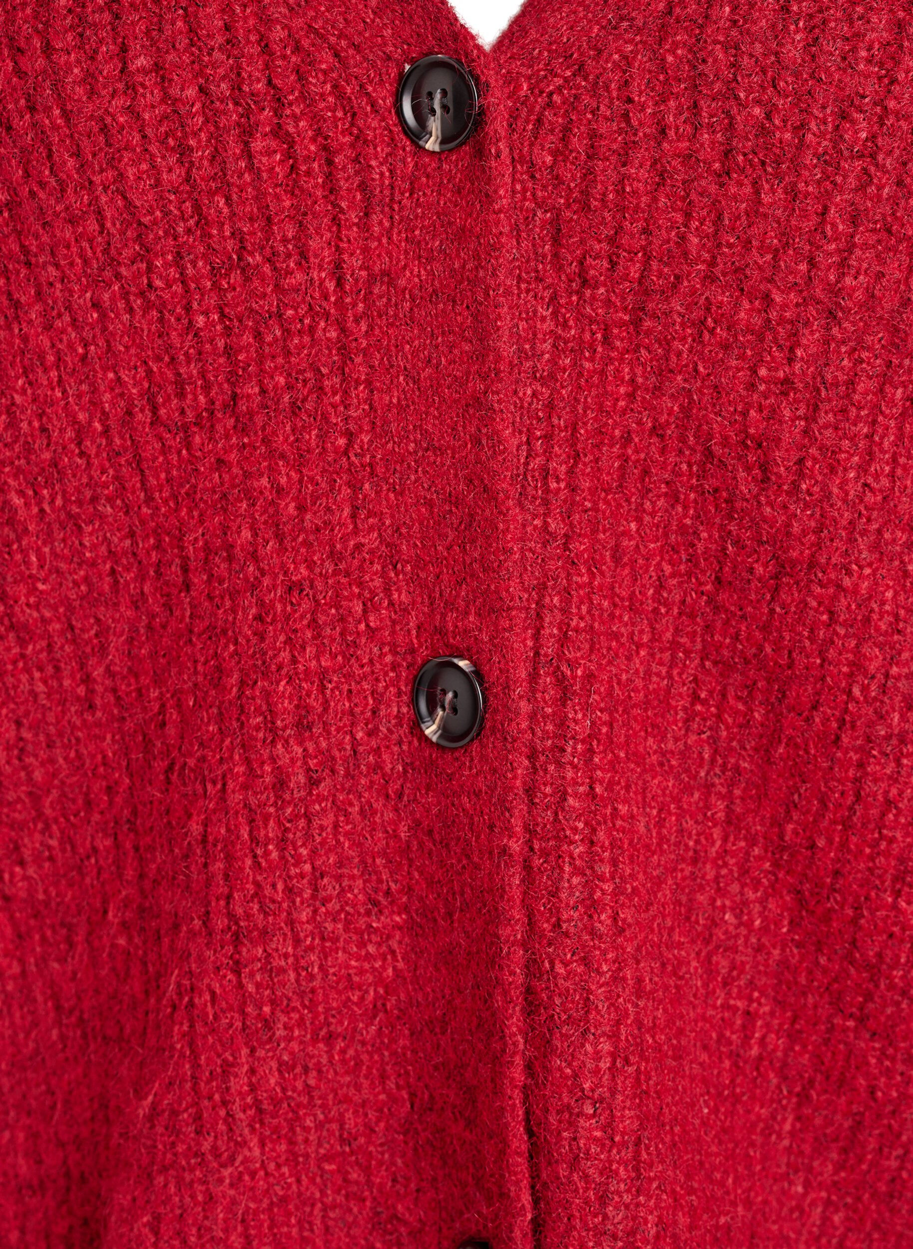 Zizzi Cardigan i strik med v-hals, R&oslash;d, Packshot image number 2