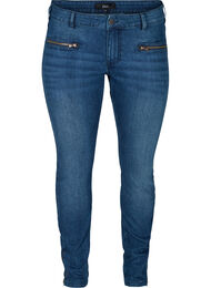 Ekstra slim Sanna jeans med lynlås, Blue denim