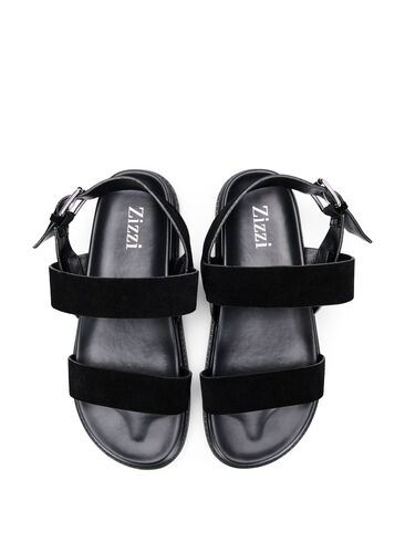 Wide fit sandal i ruskind, Black, Packshot image number 2