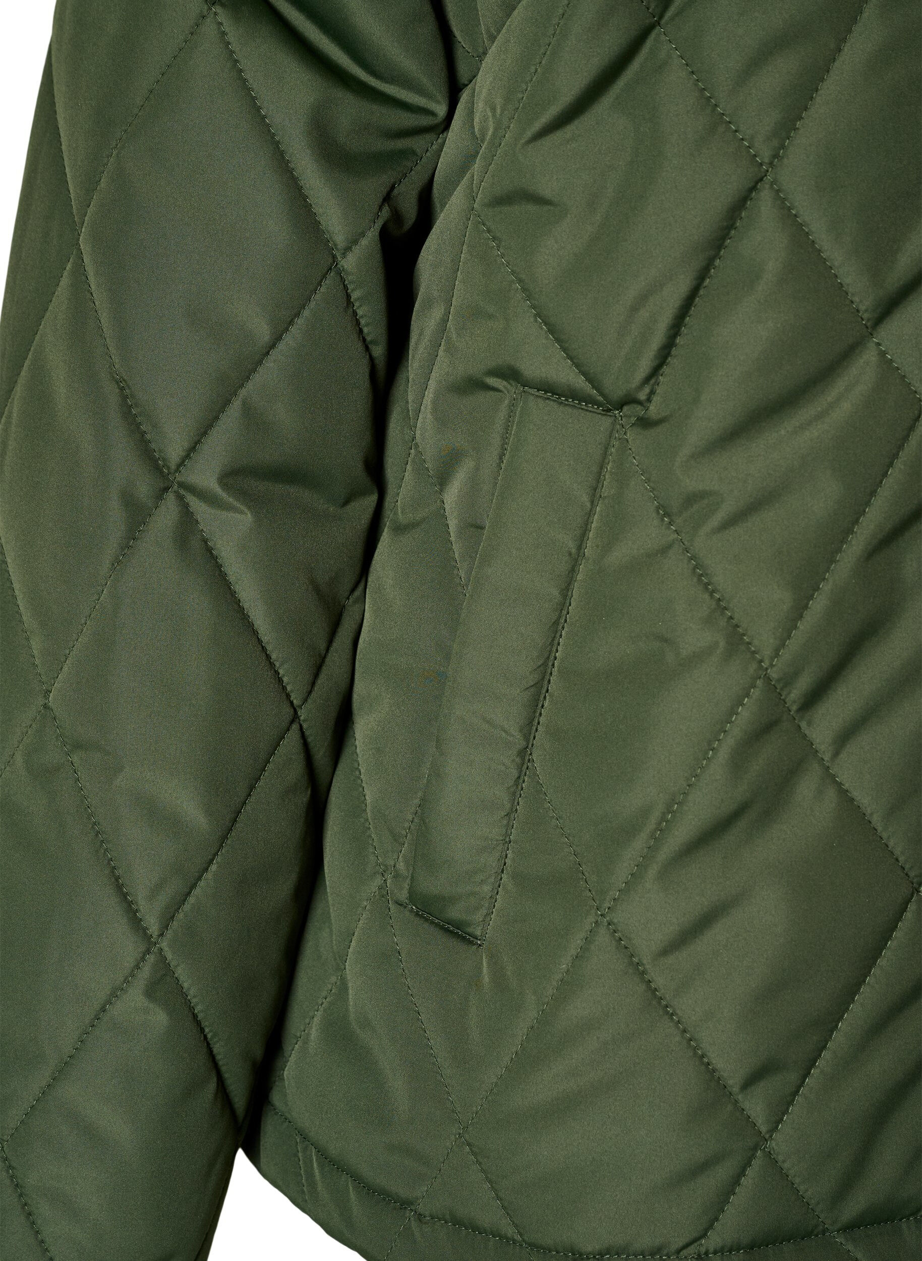 ZizziLet vatteret jakke med diamantquilt, Gr&oslash;n, Packshot image number 3