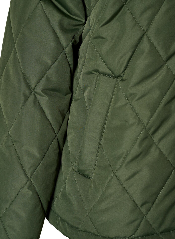 Let vatteret jakke med diamantquilt, Gr&oslash;n, Packshot image number 3