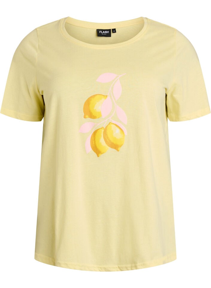 T-shirt med motiv, Gul, Packshot image number 0