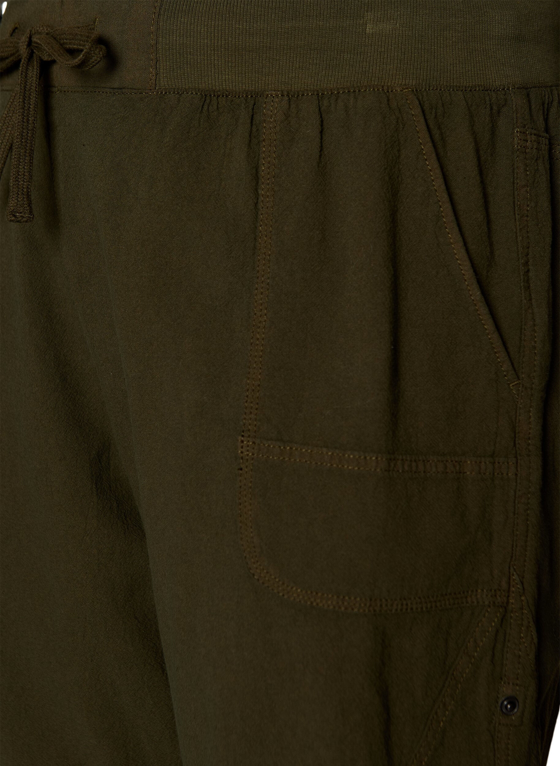 ZizziL&oslash;se shorts i bomuld med lommer, Gr&oslash;n, Packshot image number 2