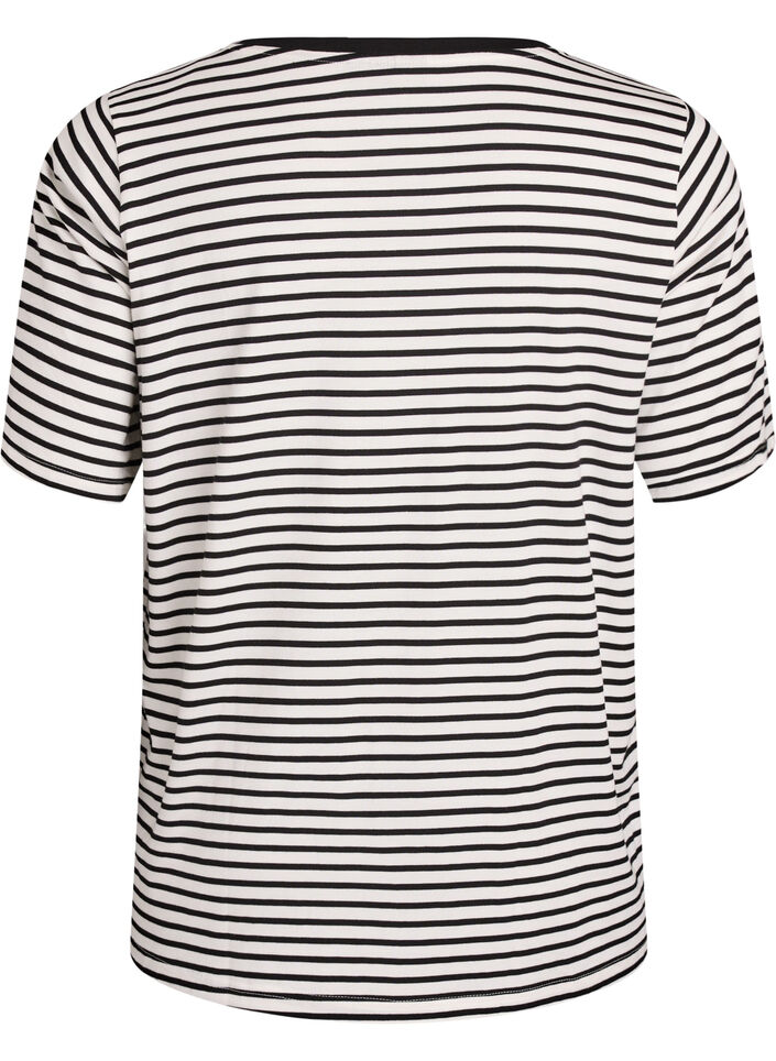 T-shirt med TENCEL&trade; Lyocell og striber, Hvid, Packshot image number 1