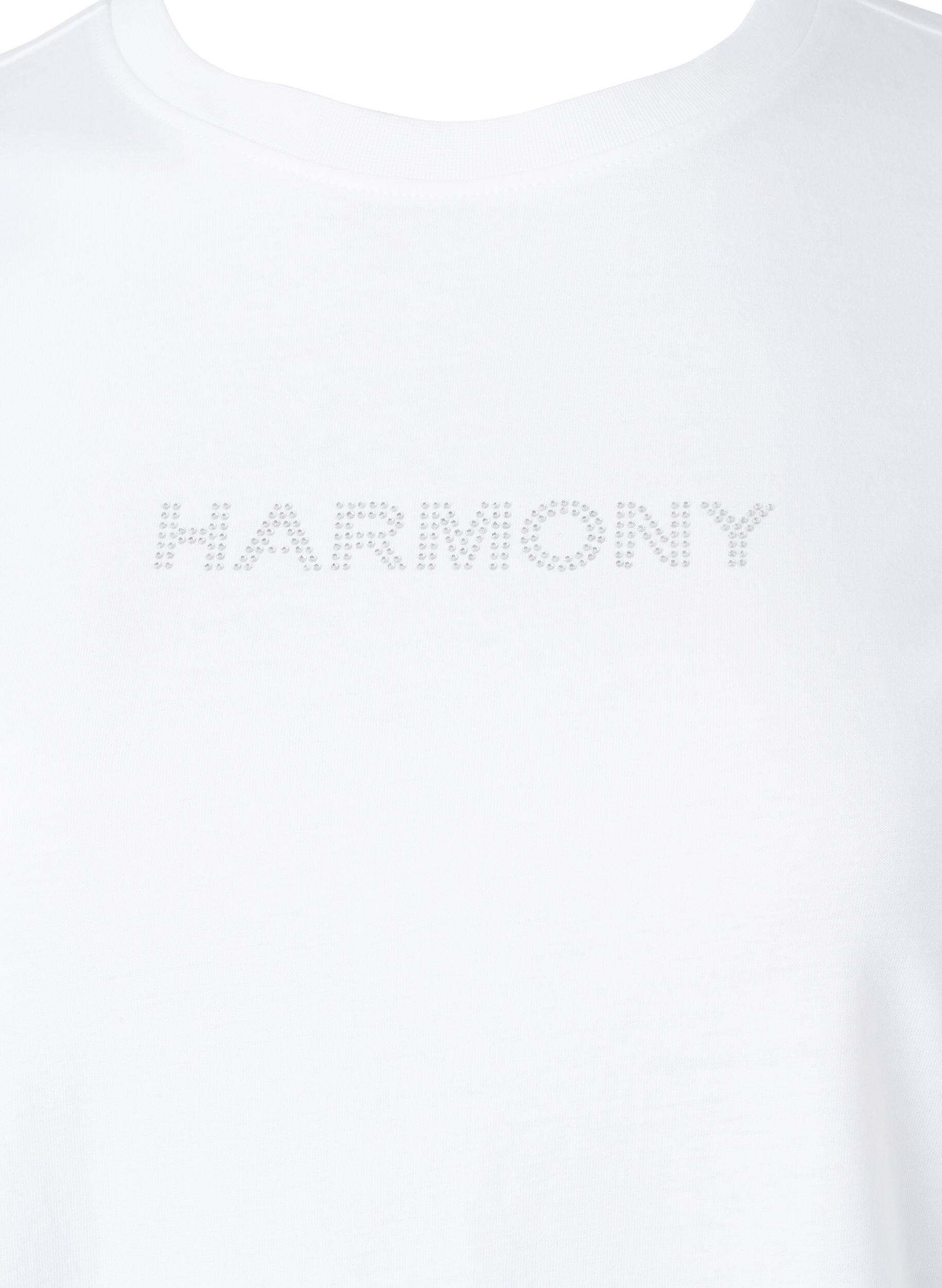 Zizzi &Oslash;kologisk bomulds t-shirt med tekst, White HARMONY, Packshot image number 2
