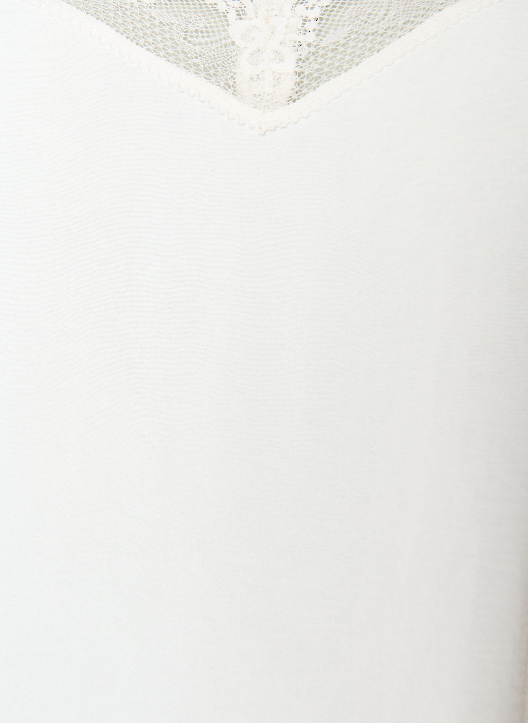 Zizzi Stroptop med V-udsk&aelig;ring og blondekant, Vanilla, Packshot image number 2