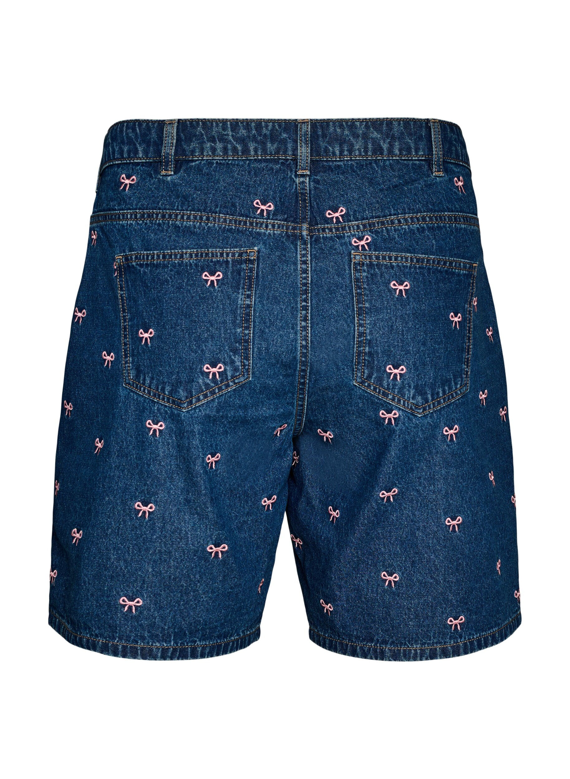 ZizziDenim shorts med broderede motiver, Bl&aring;, Packshot image number 1