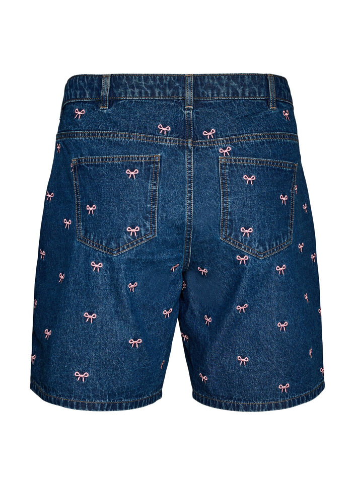 Denim shorts med broderede motiver, Bl&aring;, Packshot image number 1