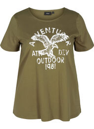 Bomulds t-shirt med tryk , Ivy Green