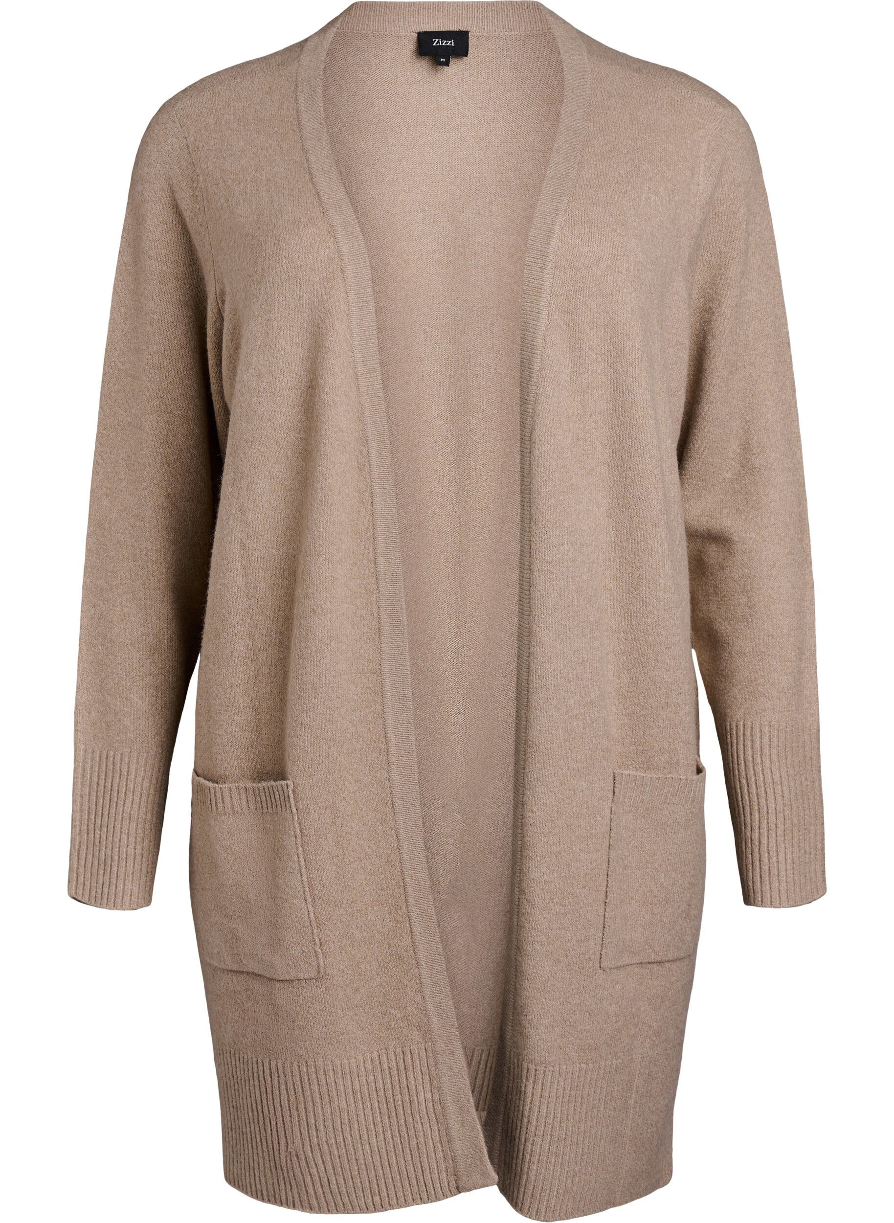 ZizziMeleret strik cardigan med lommer, Beige, Packshot image number 0