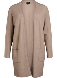 Meleret strik cardigan med lommer, Beige
