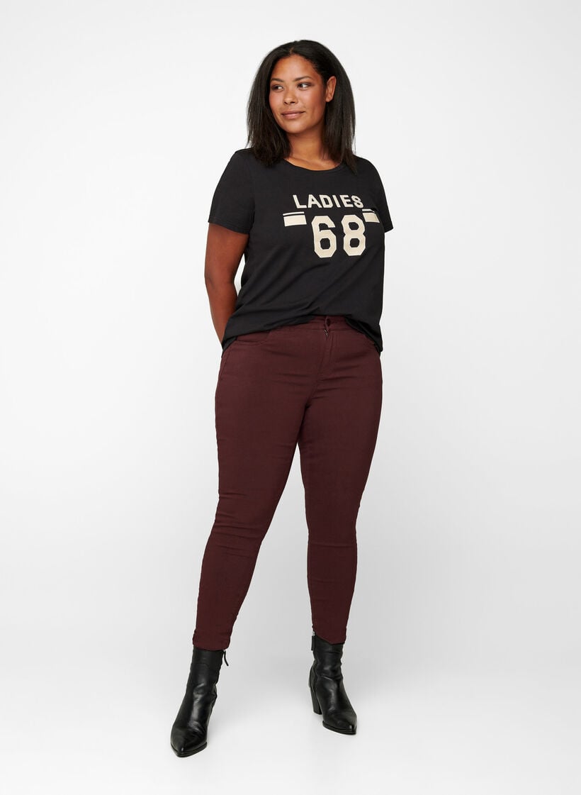 Slim fit bukser med lommer, M&oslash;rk Bordeaux, Model image number 1