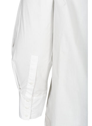 Lang bomulds skjorte med brystlomme, Bright White, Packshot image number 3