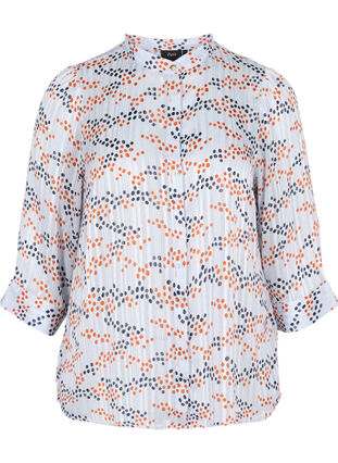 Printet skjortebluse med 3/4 ærmer, Multi Dot, Packshot image number 0