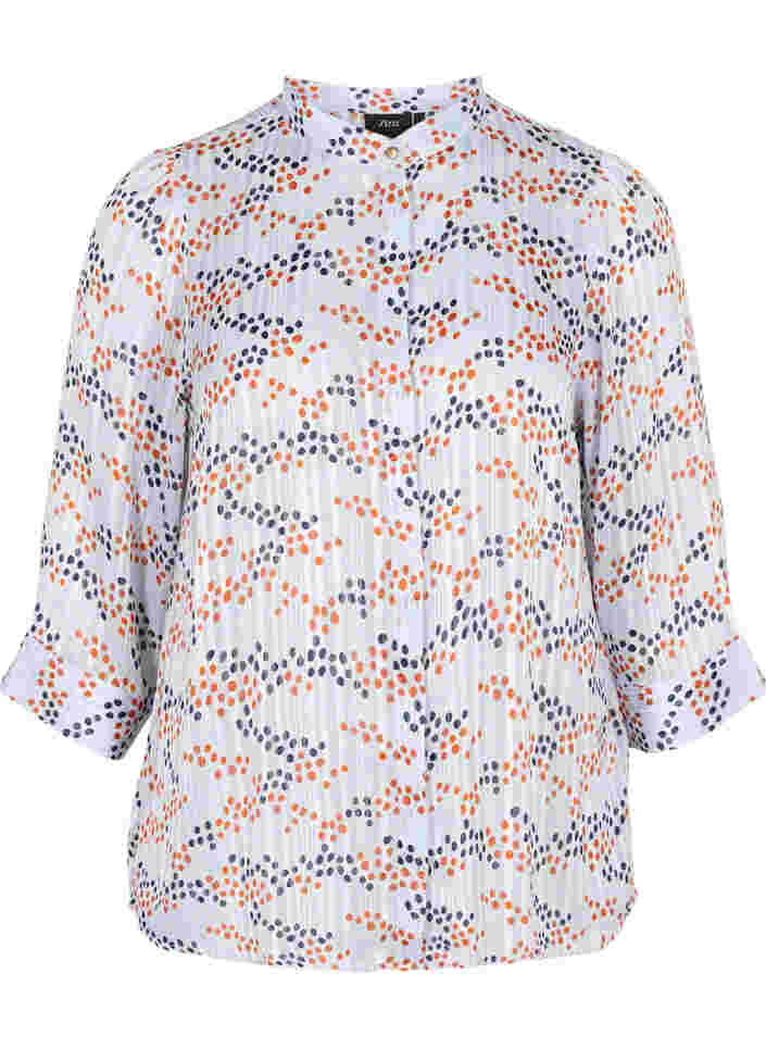 Printet skjortebluse med 3/4 ærmer, Multi Dot, Packshot image number 0