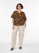Blomstret bluse i bomuld med bindeb&aring;nd, Orange, Model image number 1