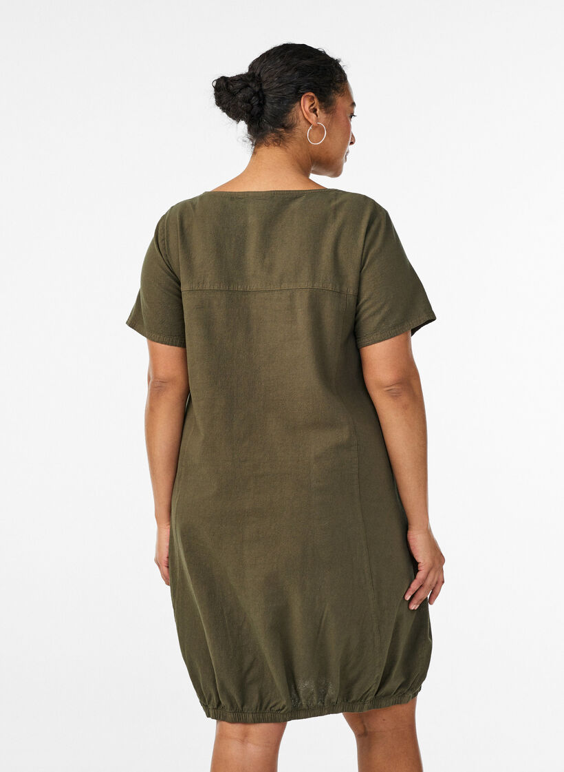 Kort&aelig;rmet kjole i bomuld, Gr&oslash;n, Model image number 2