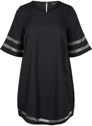 Kjole med transparente detaljer, Black, Packshot image number 0